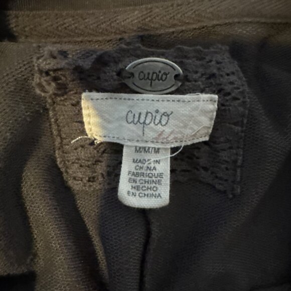 Cupio Tee Shirt Women's Olive Green Cuffed Round Hem V Neck Loose Fit Size M - Picture 3 of 4